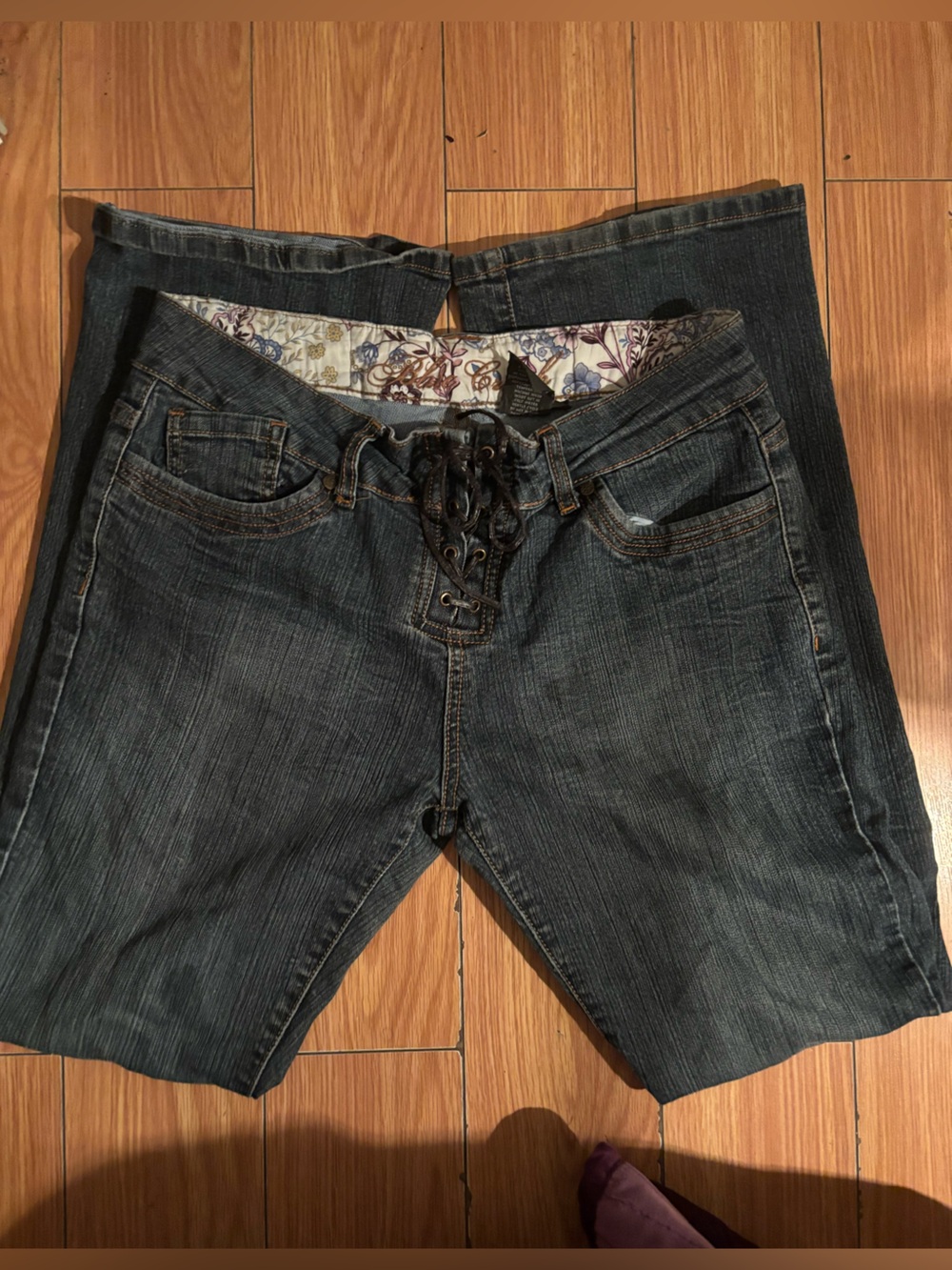 Dark Wash Lace-Up Jeans